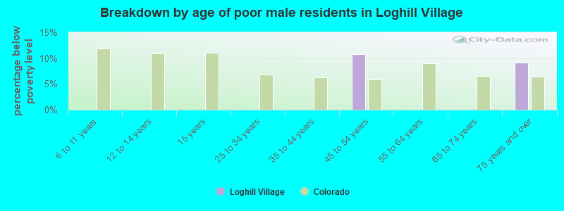Breakdown by age of poor male residents in Loghill Village