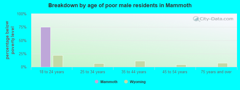 Breakdown by age of poor male residents in Mammoth