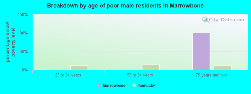 Breakdown by age of poor male residents in Marrowbone