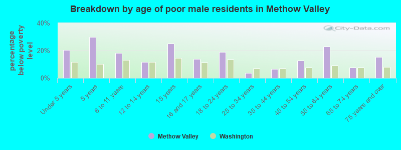 Breakdown by age of poor male residents in Methow Valley