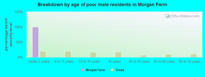 Breakdown by age of poor male residents in Morgan Farm