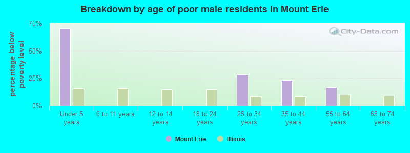 Breakdown by age of poor male residents in Mount Erie