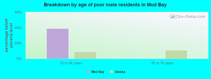 Breakdown by age of poor male residents in Mud Bay