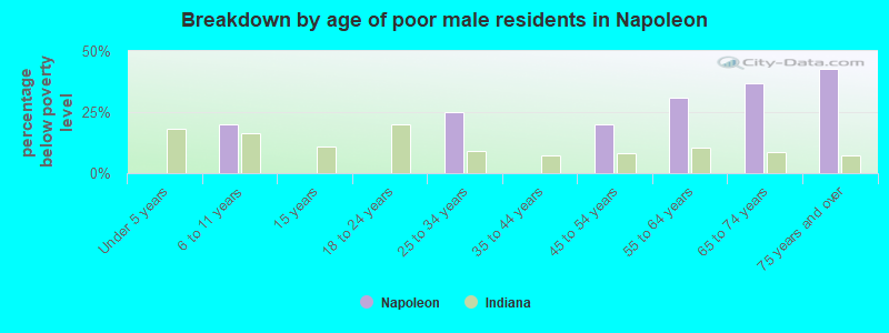 Breakdown by age of poor male residents in Napoleon