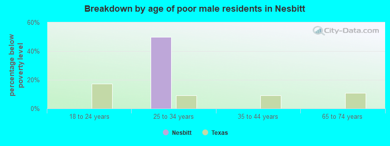 Breakdown by age of poor male residents in Nesbitt