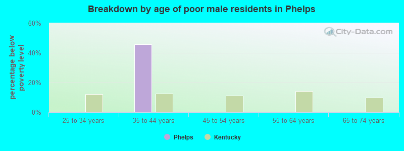 Breakdown by age of poor male residents in Phelps