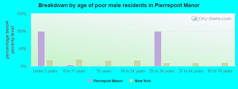 Breakdown by age of poor male residents in Pierrepont Manor