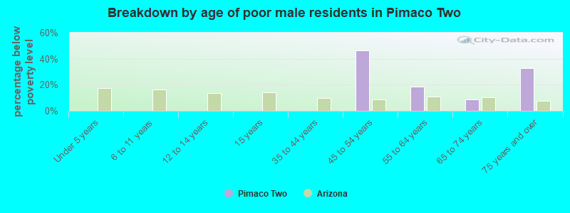 Breakdown by age of poor male residents in Pimaco Two