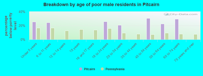 Breakdown by age of poor male residents in Pitcairn