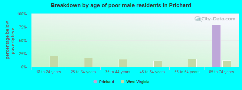 Breakdown by age of poor male residents in Prichard