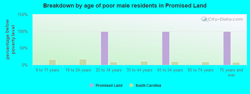 Breakdown by age of poor male residents in Promised Land