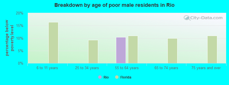 Breakdown by age of poor male residents in Rio