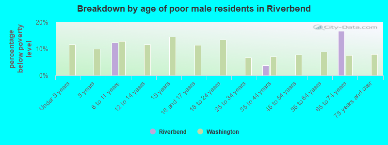 Breakdown by age of poor male residents in Riverbend