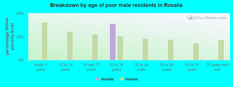 Breakdown by age of poor male residents in Rosalia