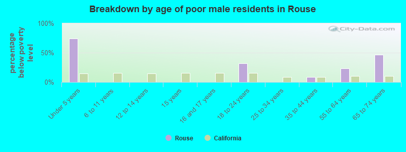 Breakdown by age of poor male residents in Rouse