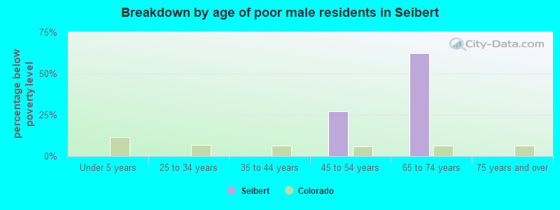 Breakdown by age of poor male residents in Seibert