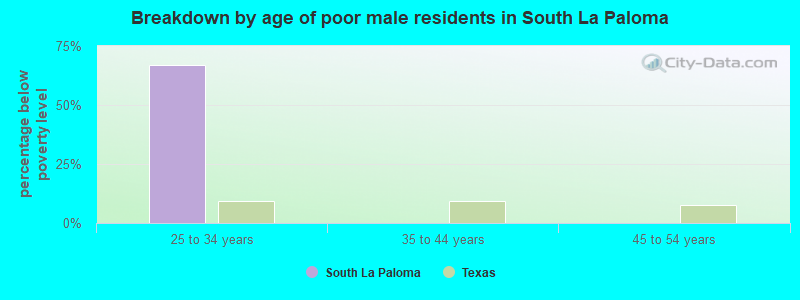 Breakdown by age of poor male residents in South La Paloma