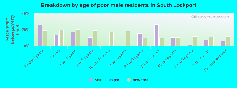 Breakdown by age of poor male residents in South Lockport