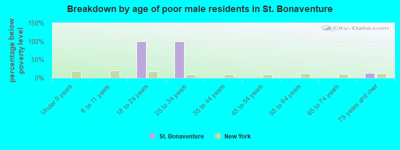 Breakdown by age of poor male residents in St. Bonaventure