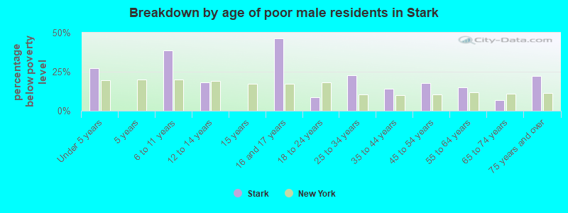 Breakdown by age of poor male residents in Stark