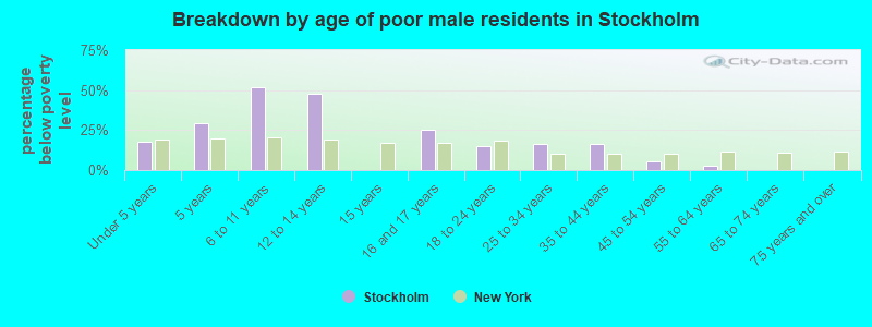 Breakdown by age of poor male residents in Stockholm