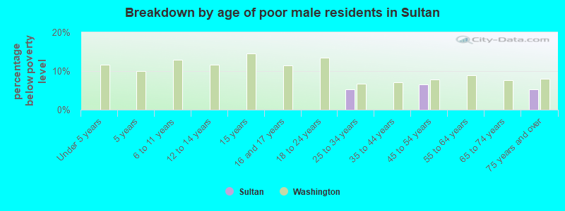 Breakdown by age of poor male residents in Sultan