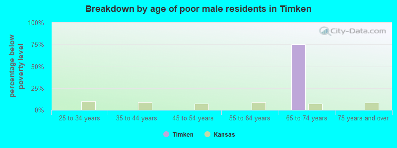 Breakdown by age of poor male residents in Timken