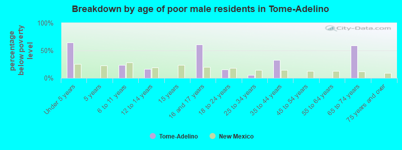 Breakdown by age of poor male residents in Tome-Adelino