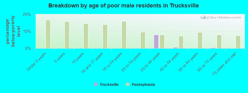 Breakdown by age of poor male residents in Trucksville