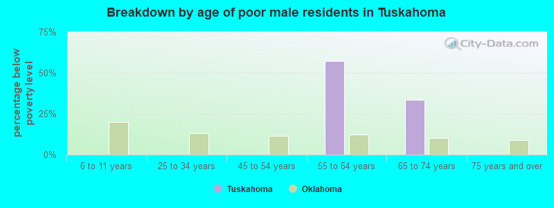 Breakdown by age of poor male residents in Tuskahoma
