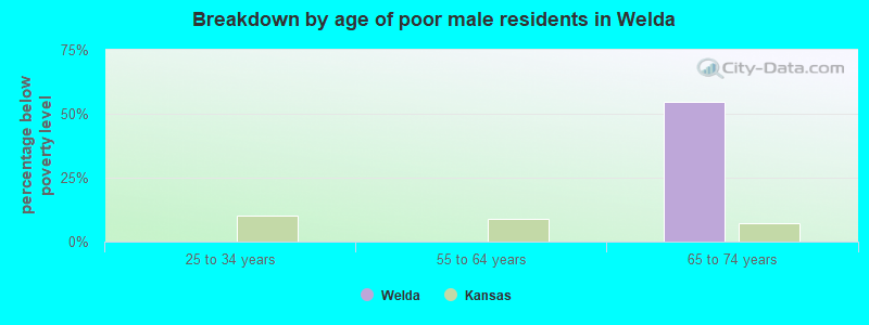Breakdown by age of poor male residents in Welda