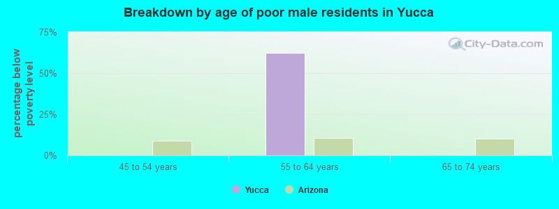 Breakdown by age of poor male residents in Yucca