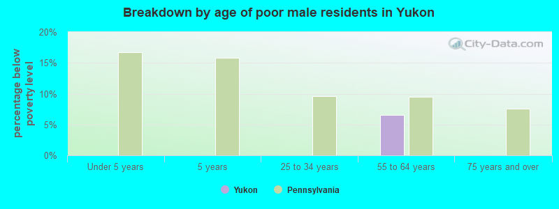 Breakdown by age of poor male residents in Yukon