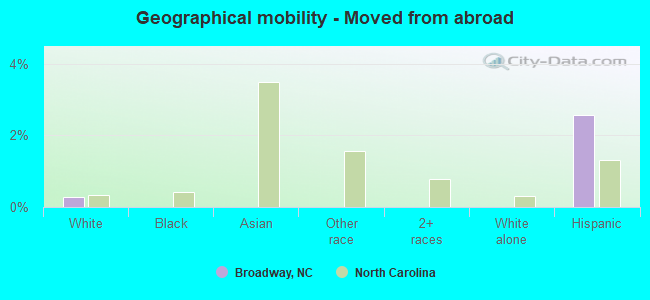 Geographical mobility -  Moved from abroad