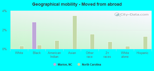 Geographical mobility -  Moved from abroad