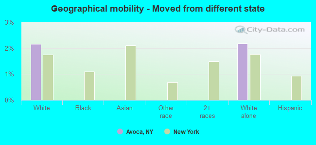 Geographical mobility -  Moved from different state