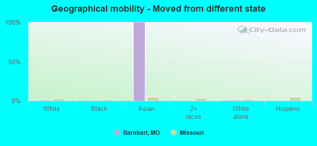 Geographical mobility -  Moved from different state