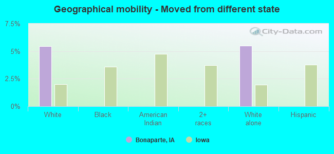 Geographical mobility -  Moved from different state