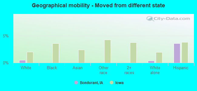 Geographical mobility -  Moved from different state