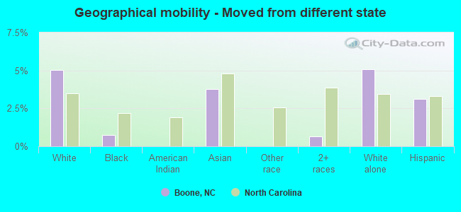 Geographical mobility -  Moved from different state