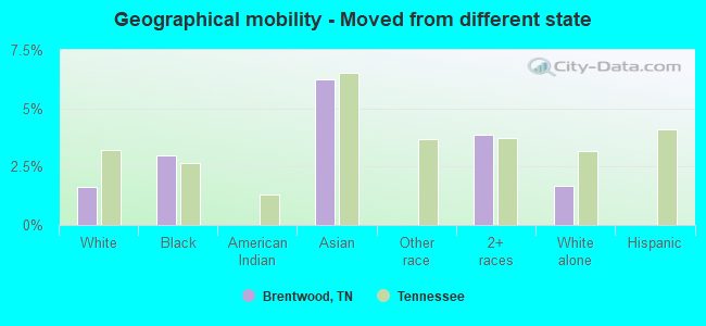 Geographical mobility -  Moved from different state