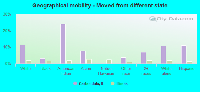 Geographical mobility -  Moved from different state