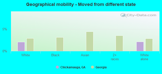 Geographical mobility -  Moved from different state