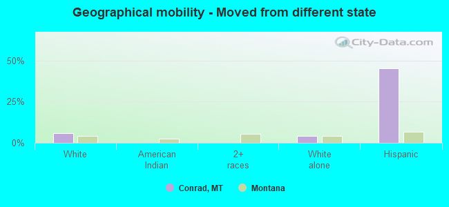 Geographical mobility -  Moved from different state