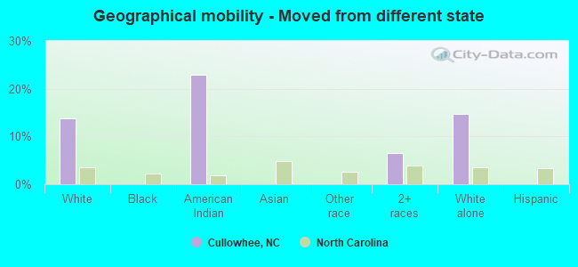 Geographical mobility -  Moved from different state