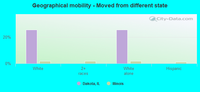 Geographical mobility -  Moved from different state