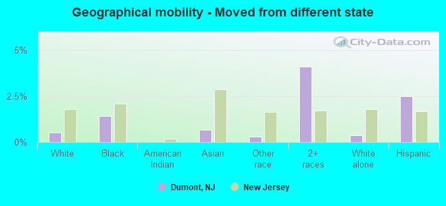 Geographical mobility -  Moved from different state