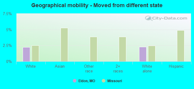 Geographical mobility -  Moved from different state