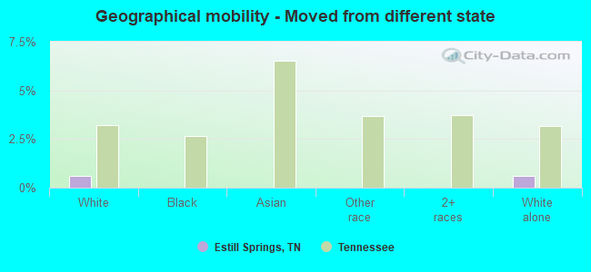 Geographical mobility -  Moved from different state