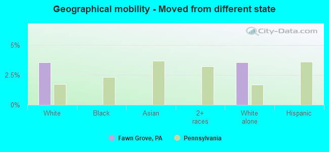 Geographical mobility -  Moved from different state